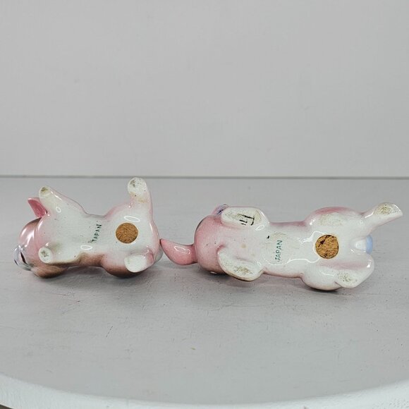Vintage Pink Bunny Rabbit Salt Pepper Shaker Set Figurines Ceramic Japan *Repair - Picture 8 of 12